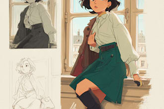 draw vintage retro anime character for pfp, fanart, and oc