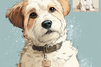 draw a rainbow watercolor portrait of your pet