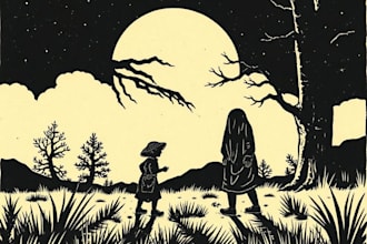 create artistic linocut illustration with fast delivery