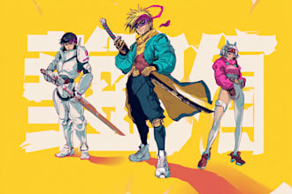 design anime character , cyberpunk character