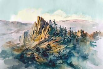 draw a watercolor landscape illustration