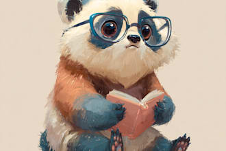 draw cute cartoon characters, animal in less