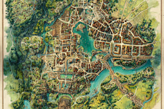 draw fantasy world map illustration custom book novel city map dnd rpg game map
