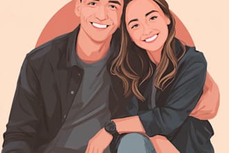draw watercolor portrait wedding couple family gift