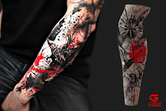 do premium trash polka design , sleeve tattoo