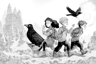 draw a black and white illustration for your project