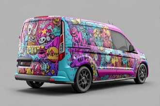 vehicle wrap design, car wrap design, van wrap design