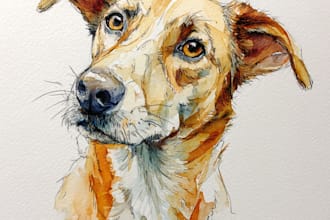 draw watercolor pet portrait