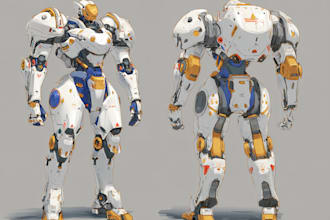 draw high quality robot, mecha concepts