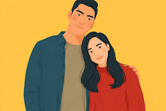 make watercolor super hero couple portrait art