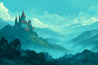 draw a flat vector landscape illustration