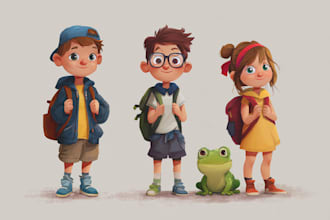 create colorful quirky children book illustrations