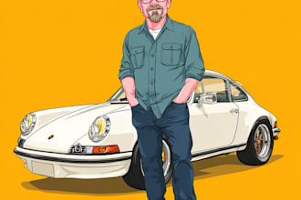 draw your car into vector cartoon portrait