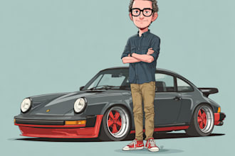 draw your favorite car into a cartoon portrait