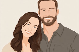 draw couple portrait for wedding illustration