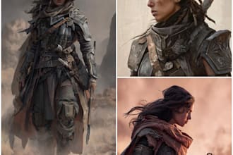 create dnd character art and sci fi concept art