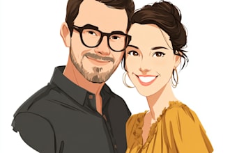 illustrate a vintage couple portrait
