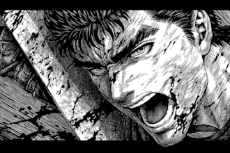 draw manga page dark berserk style art in high quality