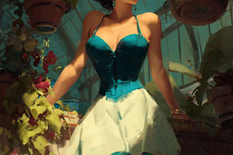 create an illustration of a pin up girl vintage pinup