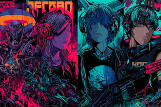 create a cyberpunk pop dark 80s image for a tshirt design