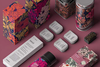 make product packaging, logo, box, label design for perfume