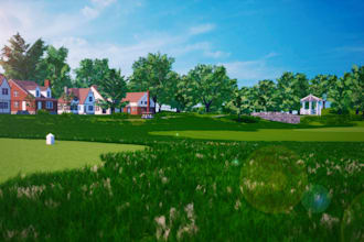 render golf layout,commercial space,golf carts,golf showroom ,8k redering, revit