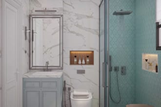 design modern bathroom interior design and 3d rendering