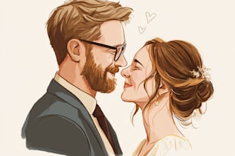 draw couple portrait for wedding illustration