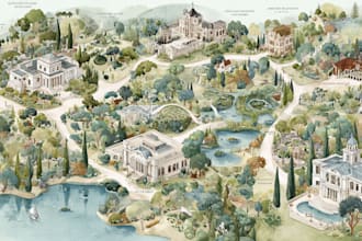 paint a customized digital watercolor wedding map