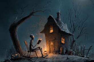 draw creepy, horror, halloween cartoon illustrations
