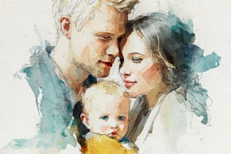 draw a watercolor couple portrait