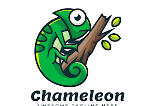 design a creative and colorful chameleon logo for your brand