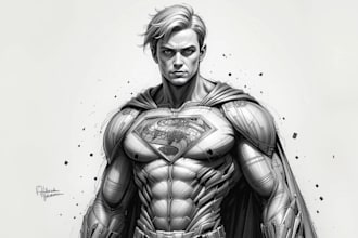 draw cartoon, anime, super hero portrait or concept art