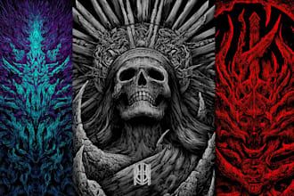 draw high detailed dark art illustration with horror shades
