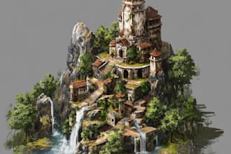 create realistic 2d backgrounds, environment concepts