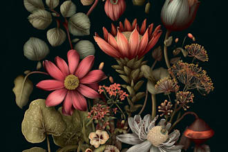 draw botanical illustration of flower illustration