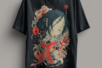 japanese and anime streetwear design for tshirt
