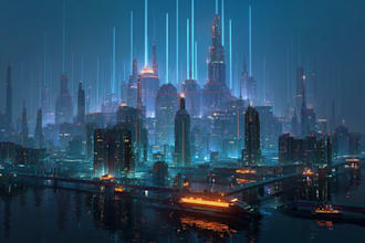 do futuristic cyberpunk city landscape or sci fi concept