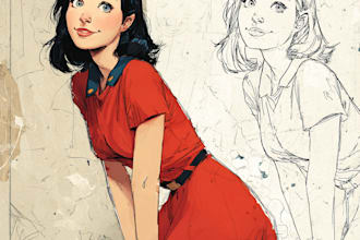 draw retro vintage comic illustration retro anime character as your comic artist