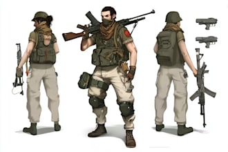 draw 2d game art military character design