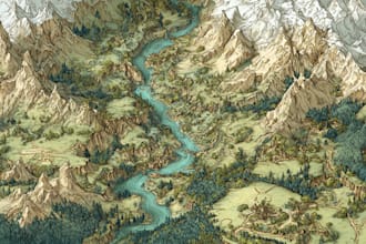 draw fantasy map illustration isometric map