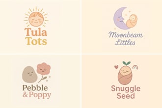 design a cute boho kids or baby logo for your brand