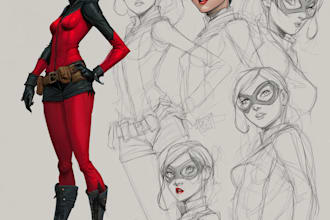 drawing custom superhero character in action