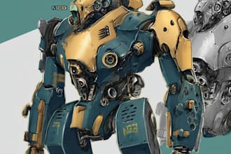 design futuristic mecha robots and pilots cyberpunk