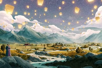 draw a natural landscape and background illustration