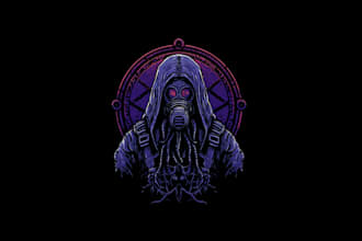 create unique fantasy cyberpunk horror logo for games
