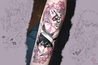 make a unique anime tattoo design for you