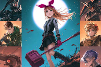 draw anime and game style characters art