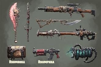 design creative concept art of weapons and items