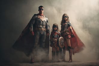 make a family superhero portraits for you